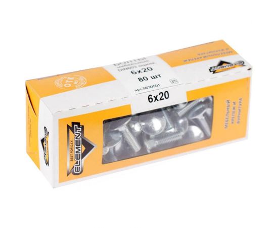 Мебельный болт Element DIN 603 6x20 белый цинк 80 шт 102700 – изображение 2