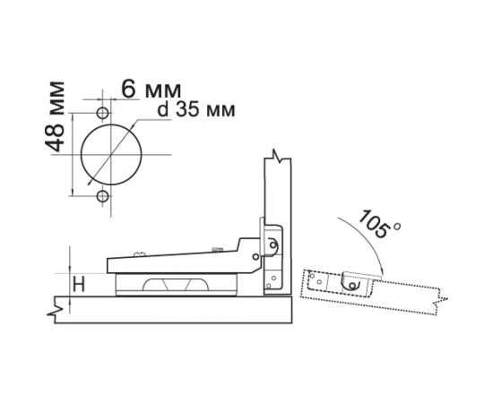 Полунакладная петля MF 201В 01119.8.48 Slide-on 8337v – изображение 2