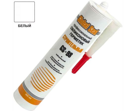 Силиконовый нейтральный герметик GlobalSeal GS-98, белый, 260 мл, 3980110 – изображение 2