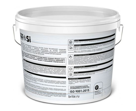 Краска для деревянных фасадов BRITE FLEXX База С (для колеровки), ведро 9 л, О04814 – изображение 2