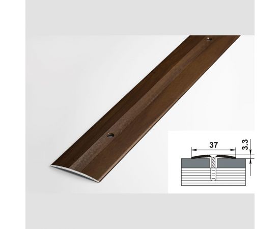 Порог прямой алюминиевый декоративный (37 мм, 1,8 м, Венге) ЛУКА 00000001371 – изображение 2