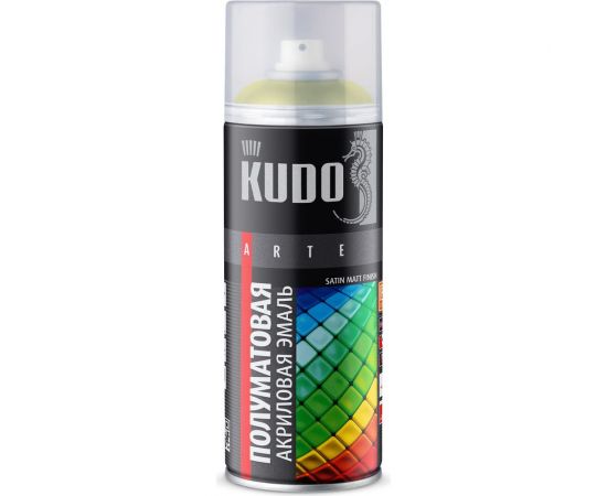 Аэрозольная краска в баллончике KUDO быстросохнущая акриловая универсальная полуматовая SATIN RAL 1018 цинково-жёлтая KU-0A1018 – изображение 3