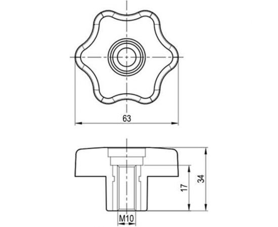 Звездообразная ручка со сквозной резьбой EMES PTB6D6310 – изображение 3