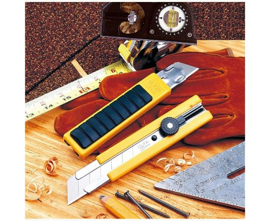 Нож с выдвижным лезвием OLFA в комплекте с лезвиями 5 шт, 25мм OL-H-1BB/5BB – изображение 6