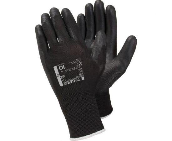 Перчатки из синтетического материала TEGERA, обливные, с полиуретаном МБС, черный, размер 8 866-8 