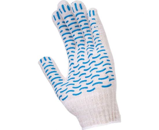 Перчатки FORT волна, х/б с ПВХ, 10 класс, 55г, белые 501219521 – изображение 2