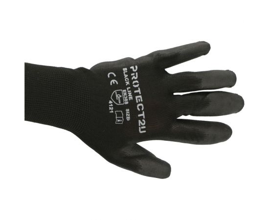 Перчатки с полиуретановым покрытием PROTECT2U BLACK LINE размер L/9 6234 – изображение 2