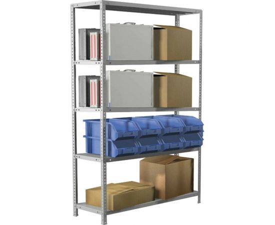 Металлический стеллаж BRABIX MS KD-200/60-5 2000х1000х600 мм, 5 полок, сборная стойка 291121 