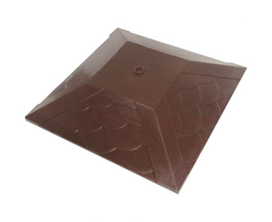 Колпак на столб забора под фонарь ООО ТК ""Титан"" Тетто Элит Чешуя (385x385 мм; шоколад) 444410ЧШЭ 