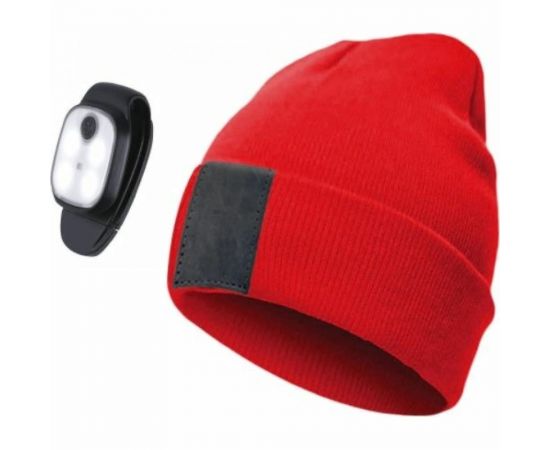 Шапка со съемным фонарем-клипсой для крепления КОСМОС красная KOCHat2_red 