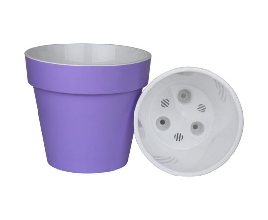 Пластиковый горшок liveingreen Протея 6 л, лавандовый, с вкладкой, диам. 23.5 см, высота 22.5 см ПР25-21 
