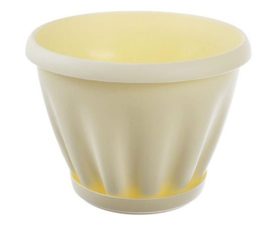 Горшок с поддоном Материя Пластика Знатный желтый, диам. 110 мм, 0.45 л 043155 