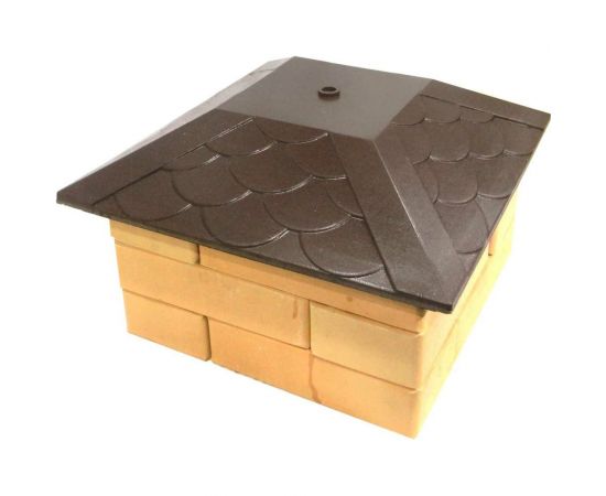 Колпак на столб забора под фонарь ООО ТК ""Титан"" Тетто Элит Чешуя (385x385 мм; шоколад) 444410ЧШЭ – изображение 2