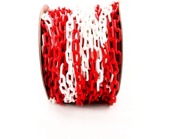 Пластиковая сигнальная цепь ТЕХНОЛОГИЯ красно-белая, 6 мм, бухта 50 м 00-00006448 – изображение 2