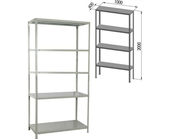 Металлический стеллаж BRABIX MS KD-200/60-5 2000х1000х600 мм, 5 полок, сборная стойка 291121 – изображение 2