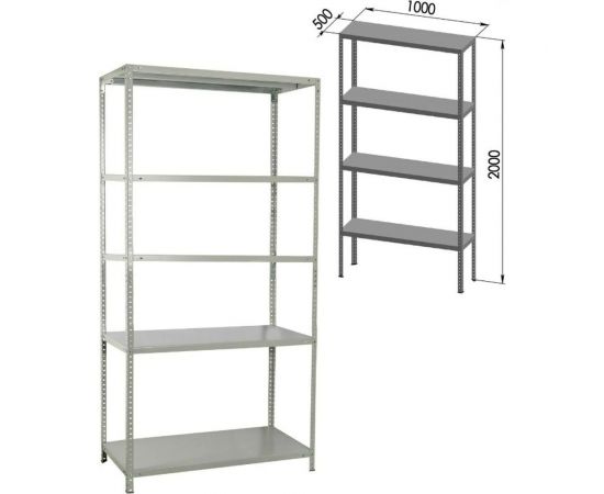 Металлический стеллаж BRABIX MS KD-200/50-5 2000х1000х500 мм, 5 полок, сборная стойка 291120 – изображение 2