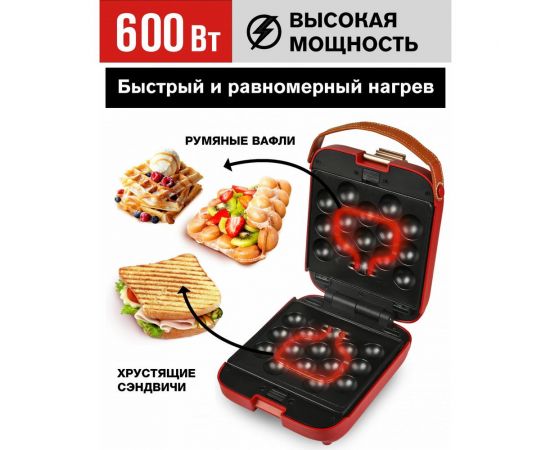 Многофункциональная вафельница-гриль со сменными панелями GFGRIL 3 в 1 GFW-030 – изображение 6