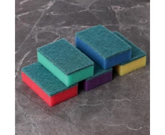 Бытовая губка Доляна Эконом с чистящим слоем, 5 штук в упаковке, 7.5х4.5х2.5 см 1233938 – изображение 6