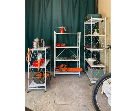 Металлический стеллаж ГЕЛЕОС Атлант-5, 5 полок, складной, размер 730x400x1590 мм, белый АСТ-52 – изображение 7