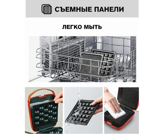 Многофункциональная вафельница-гриль со сменными панелями GFGRIL 3 в 1 GFW-030 – изображение 8