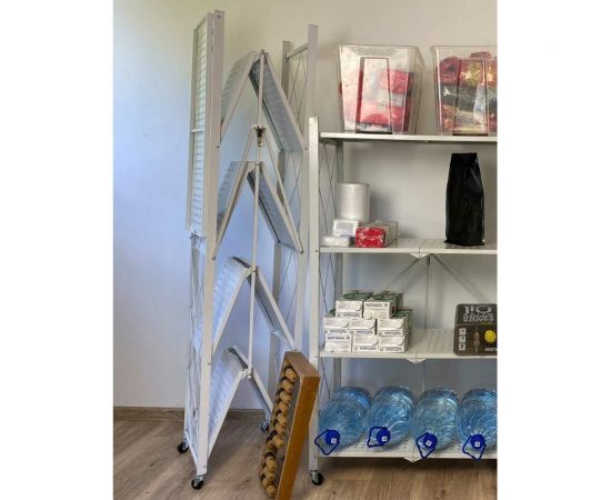 Металлический стеллаж ГЕЛЕОС Атлант-5, 5 полок, складной, размер 730x400x1590 мм, белый АСТ-52 – изображение 8