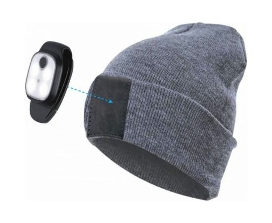 Шапка со съемным фонарем-клипсой для крепления КОСМОС серая KOCHat2_grey 