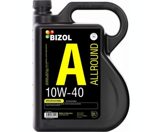 НС-синтетическое моторное масло Bizol Allround 10W-40 SN, A3/B4 MA2, 5л 83011 