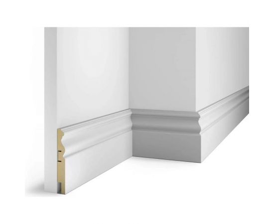 Плинтус COSCA DECOR AP14 под покраску, белый, 115x16x2400 мм, МДФ, с пазом СПБ077572 