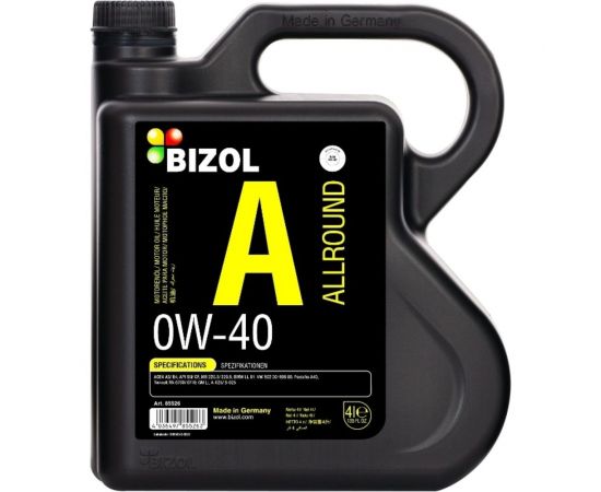 Синтетическое моторное масло Bizol Allround 0W-40, SN A3/B4, 4л 85526 