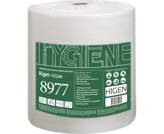 Белые прочные салфетки для работы с острыми и грубыми поверхностями Higen nx80 8977 