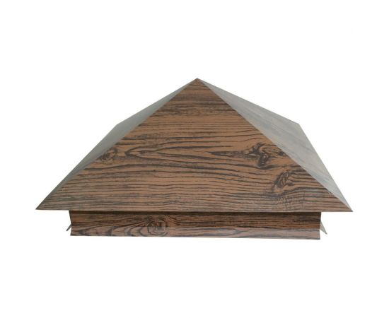 Металлический колпак на столб ПРОФМЕТСТИЛЬ темный дуб 622 