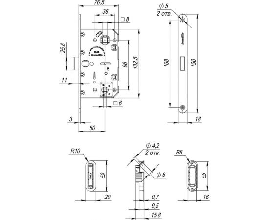 Магнитная защелка WC с ответной планкой Armadillo GRAVITY G01.190.50.96 BL черный 44203 – изображение 3