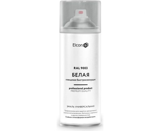 Универсальная акриловая эмаль Elcon ral 9003 белая, быстросохнущая, глянцевая, аэрозоль 520 мл 00-00462806 