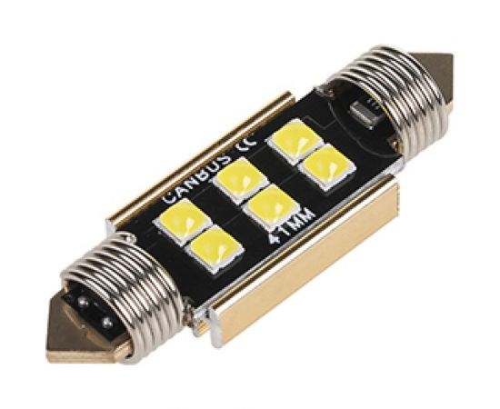 Автолампа SKYWAY диод T11(C5W) 12V 6SMD диодов 1-конт. 41мм, с обманкой белая S08201480 