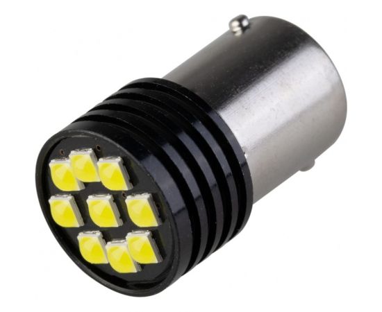 Автолампа SKYWAY диод s25 (p21w) 12v, 9 smd диодов, ba15s 1-конт., белая, противотуманные S08201544 