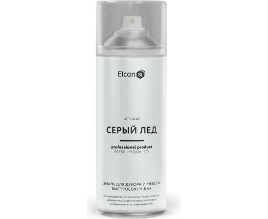 Аэрозольная краска Elcon для мебели, для декора, для металла, для пластика, для керамики, для стекла, для гипса, быстросохнущая, акриловая, серый лед, 520 мл 00-00462263 