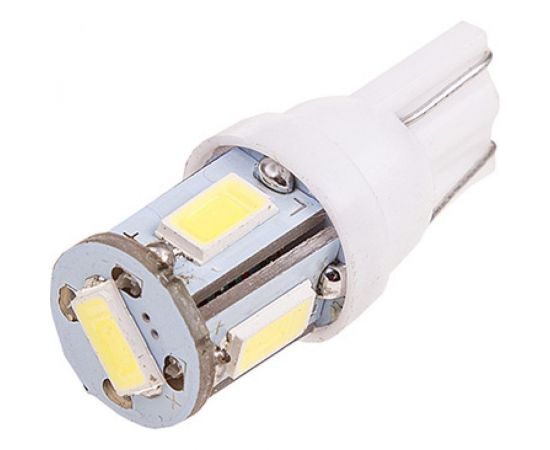 Автолампа диод SKYWAY T10, 12V, 5 SMD, блистер, без цоколя, 1-контакт, 2 шт. S08201343 