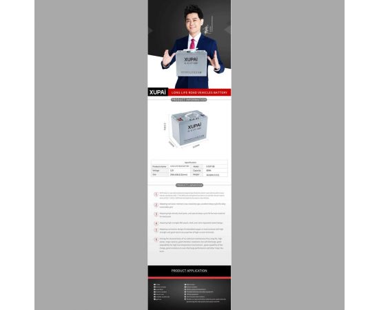 Аккумуляторная батарея AGM XUPAI 6-EVF-80 AGM battery 100 Ah C20 – изображение 3