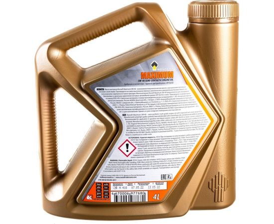 Моторное масло РОСНЕФТЬ Maximum 5W-40 SG-CD п-синт. кан. 4 л 40816742 – изображение 4