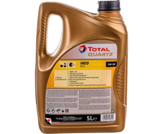 Масло для 4-х тактных двигателей TOTAL (11772) QUARTZ INEO MC3 5W30, 5 л 213698 – изображение 2