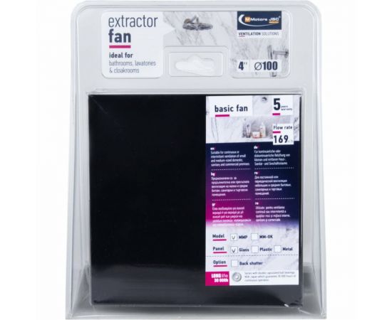 Вентилятор для ванной MMOTORS JSC сверхмощный MMP 169 м3/ч стекло, черный матовый 4857 – изображение 4
