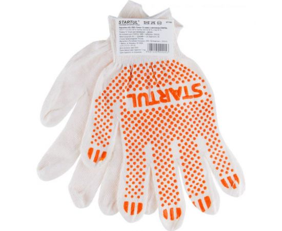 Хлопчатобумажные перчатки STARTUL Точка, с ПВХ, р. 9, ST7193 
