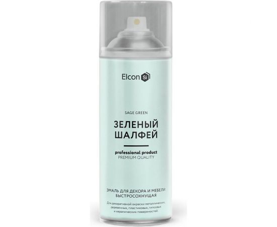 Аэрозольная краска Elcon для мебели, для декора, для металла, для пластика, для керамики, для стекла, для гипса, быстросохнущая, акриловая, зеленый шалфей, 520 мл 00-00462256 