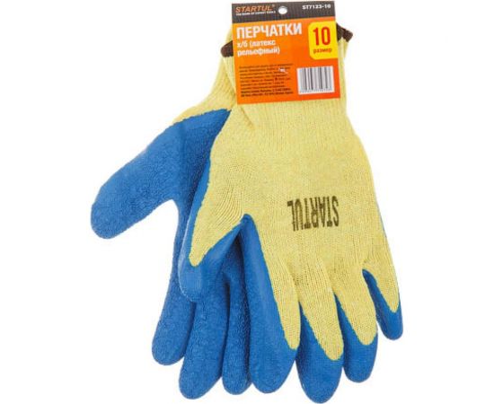 Хлопчатобумажные перчатки STARTUL с латексным рельефным покрытием, р. 10 ST7123-10 