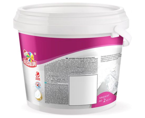 Акриловая шпатлевка OLECOLOR для наружных работ, 3 кг 4300000132 – изображение 2