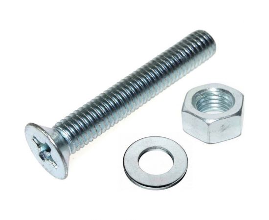 Винт Tech-Krep DIN965 с потайной головкой, оцинкованный M6х30 + гайка + шайба 8 шт - пакет Tech 114067 