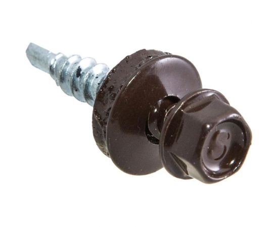 Кровельные саморезы с буром Стройбат 4,8x28 темно-коричневый 115790 