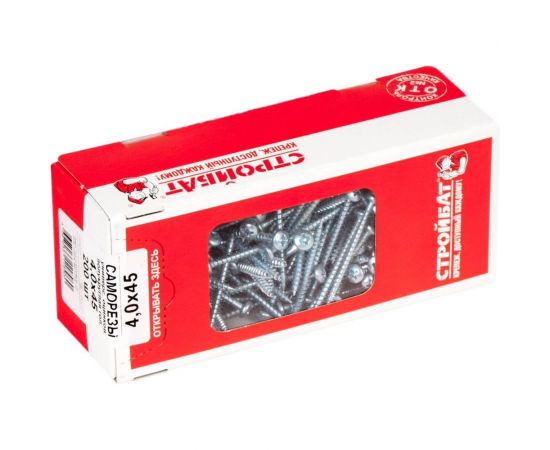 Универсальные саморезы Стройбат пкр. 4,0x45 белый цинк 200 шт 305090 