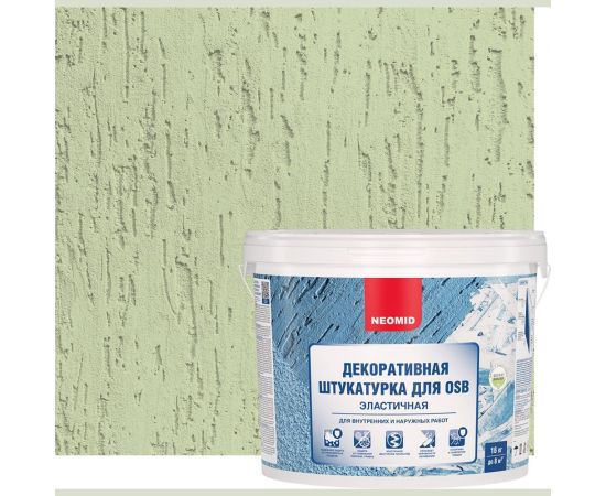 Штукатурка декоративная эластичная для плит OSB ""Короед"" (16 кг; светло-зелёный) Neomid Н-Короед-16/све 