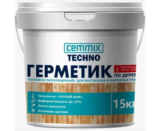 Акриловый герметик для дерева CEMMIX Теплый шов (сосна; 15 кг) 84735749 